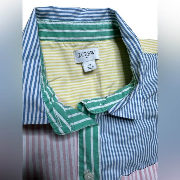 J. Crew Striped Color Block Shirt Dress W/ Belt - Picture 8 of 12